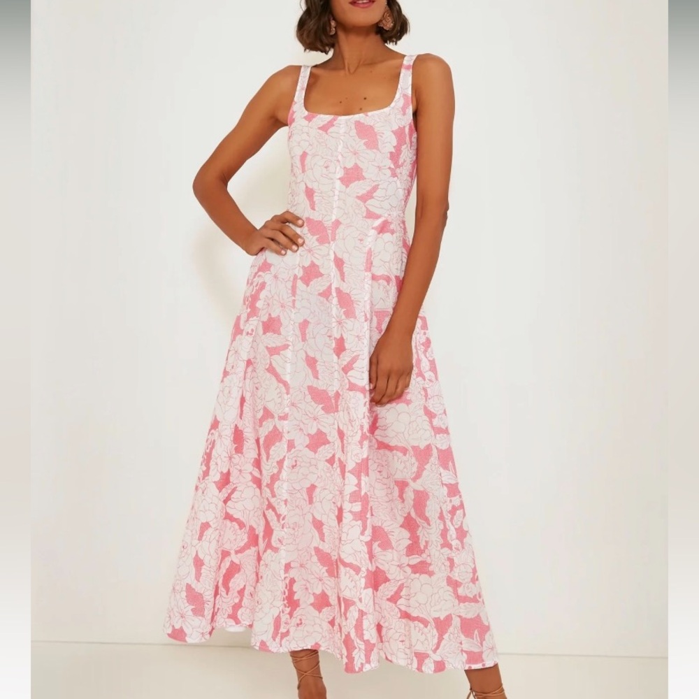 Three Graces London Pink and White Embroidered Ava Dress
